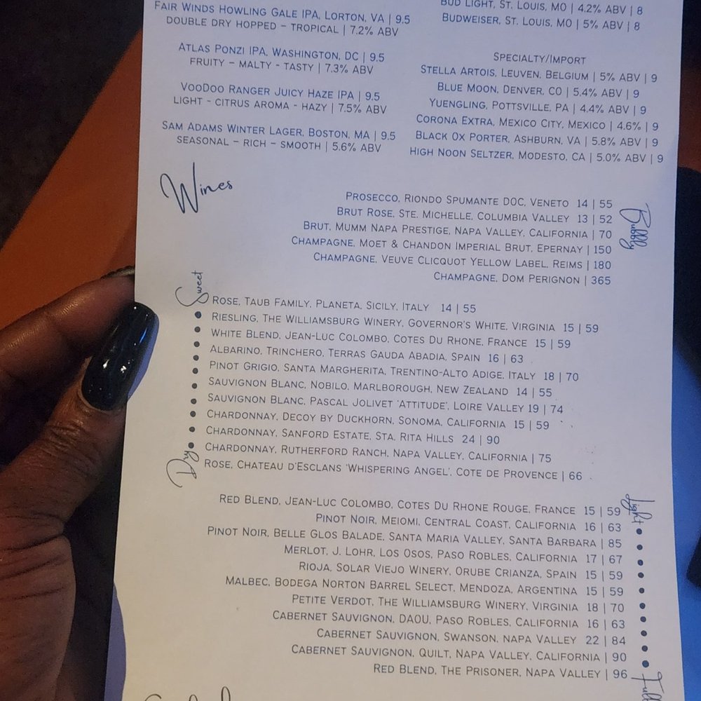 Skydome Restaurant - The drink menu. - Lounges Near Me - Arlington, Virginia