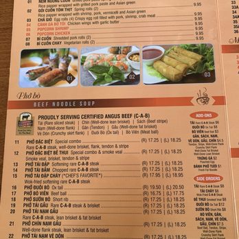 Pho 90 Degree - Menu as of 6/2025 - Vietnamese Near Me - San Jose, California