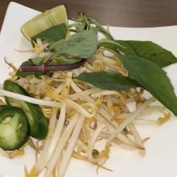 Garnishes (Jalapeños, Bean Sprouts, Basil, Lime)