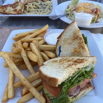 George's Cafe - Grilled Chicken Avocado Sandwich with fries and Chicken Piccata Linguine with a beautiful complementary side salad~ - Breakfast & Brunch Near Me - West Covina, California