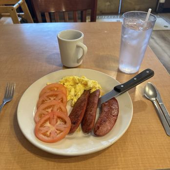 Village Vault Restaurant - Polish Sausage and Eggs - Sub out hash browns for tomatoes - American Near Me - Glendora, California