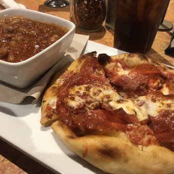 SPIN! Pizza - Mini Mia with "white bean" minestrone and the double pepperoni pizza. - Pizza Near Me - Richardson, Texas
