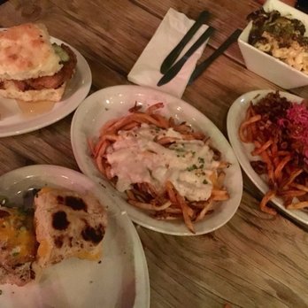 Welcome Diner - Chicken and biscuits, poutine fries, loaded fries with jackfruit barbacos, Mac & Cheese with brussel sprouts in the back. - Diners Near Me - Phoenix, Arizona