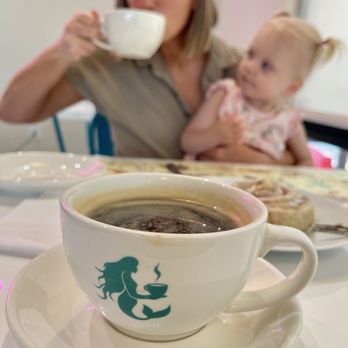 The Mermaid Cafe - Americano and cinnamon roll - Bakeries Near Me - San Antonio, Texas