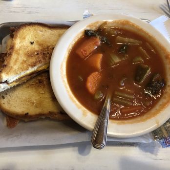 Breakfastime - Grilled Cheese w/ Bacon and Vegetable Soup - New American Near Me - Salisbury, North Carolina Breakfastime - Grilled Cheese w/ Bacon and Vegetable Soup - New American Near Me - Salisbury, North Carolina