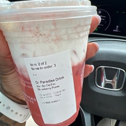 Starbucks - I have a problem!!! Pineapple Paradise with strawberry purée and sweet cream foam!!!  so good!