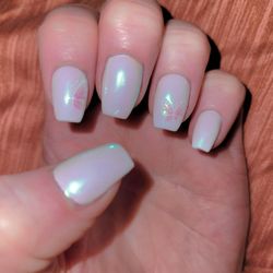 Gossip Nails & Spa-Addison - Chrome nails with some stickers done by Vy