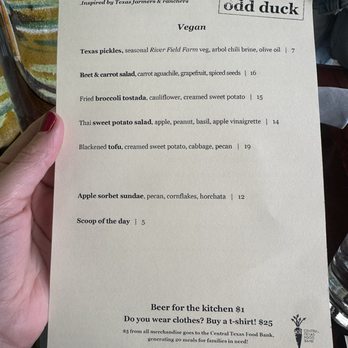 Odd Duck - Vegan Menu - American Near Me - Austin, Texas