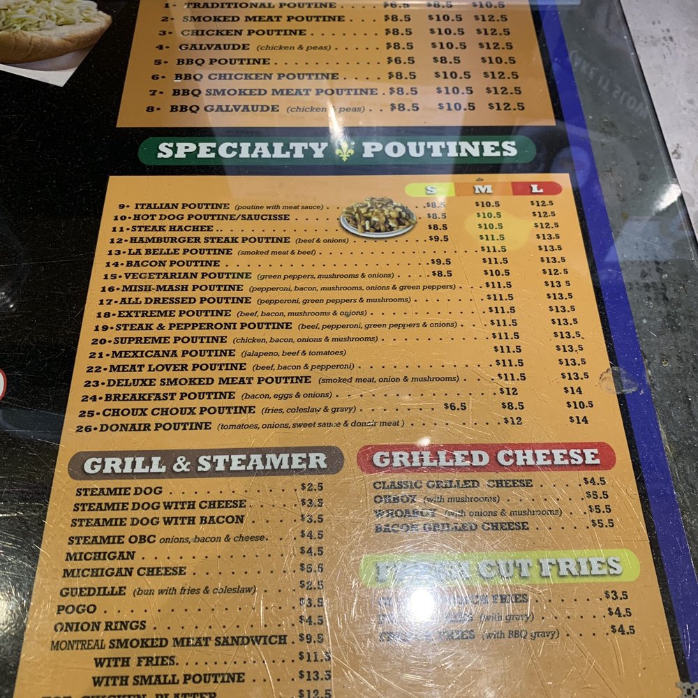 La Belle Patate - menu - June 2019 - Poutineries Near Me - Vancouver, British Columbia