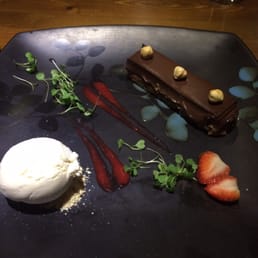 Chocolate dessert with home made ice cream