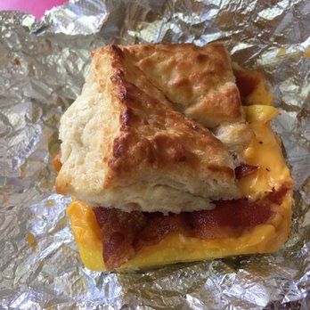 The Studio Cafe - Best breakfast sandwich ever!  Bacon, egg, and cheese on a biscuit. - Coffee & Tea Near Me - Woburn, Massachusetts