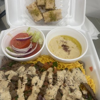 Habibi Grill - Beef Shawerma, hummus, and side salad - Halal Near Me - La Mirada, California