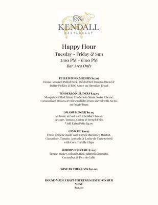 Menu photo 1 The Kendall Restaurant Boerne, TX Menu photo 1 The Kendall Restaurant Boerne, TX