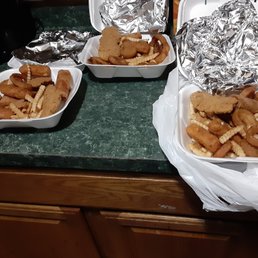 a variety of food items on a counter