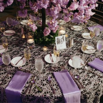Linens and Flowers Design - Our beautiful circular table decor. Overlay, napkins, candles, floral base and cherry blossom tree...all an absolute dream. - Florists Near Me - Winter Garden, Florida Linens and Flowers Design - Our beautiful circular table decor. Overlay, napkins, candles, floral base and cherry blossom tree...all an absolute dream. - Florists Near Me - Winter Garden, Florida