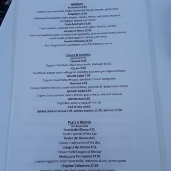 Caffe Giostra - Menu 16April 2022 - Italian Near Me - Petaluma, California