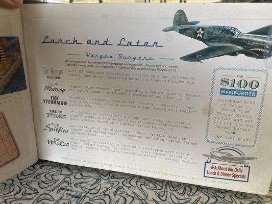 Menu photo 2 Hangar 6 Air Cafe Uvalde, TX Menu photo 2 Hangar 6 Air Cafe Uvalde, TX