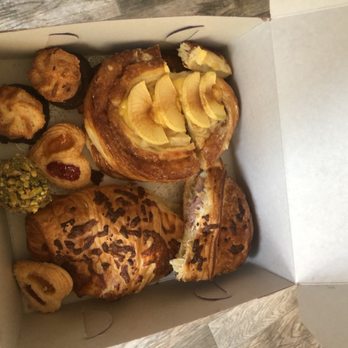 Dolce Caffe - Ham and cheese croissant (cut in half by me), apple pastry, marzipan sugar cookies with jam, dipped macaroon, and pistachio rum ball. - Breakfast & Brunch Near Me - Reno, Nevada