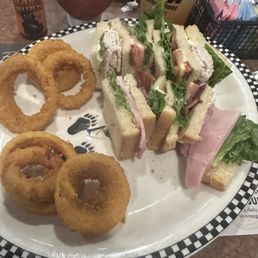 Turkey Club with Onion Rings.