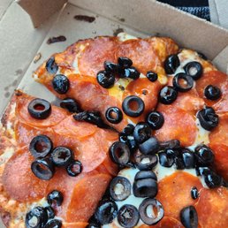 Pepperoni and olive personal pizza Pepperoni and olive personal pizza