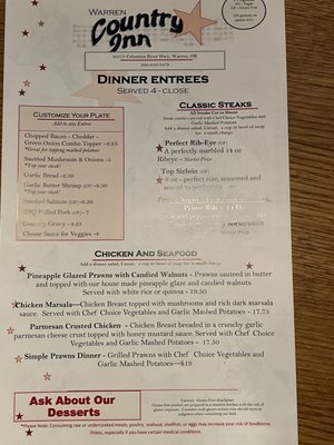Menu photo 2 Warren Country Inn Warren, OR