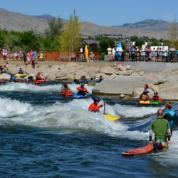 Idaho River Sports - Boise River Park opening with Quinn's Pond and our store in the background