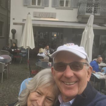 Koivu Cafe - The outside -- with a handsome couple (us) in front! - Coffee & Tea Near Me - Rapperswil-Jona, SG