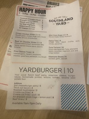 Menu photo 1 Southland Yard Bar and Table Calgary, AB Menu photo 1 Southland Yard Bar and Table Calgary, AB