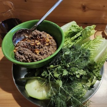 Shan - Delicious ground bison to eat in the lettuce wrap - Thai Near Me - Bozeman, Montana Shan - Delicious ground bison to eat in the lettuce wrap - Thai Near Me - Bozeman, Montana