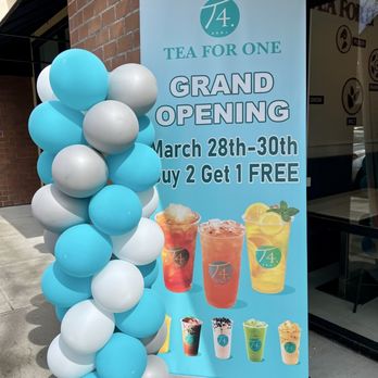 T4 Tea For One - Grand opening promo sign. - Bubble Tea Near Me - Vacaville, California T4 Tea For One - Grand opening promo sign. - Bubble Tea Near Me - Vacaville, California