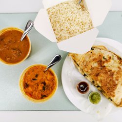 Darbar India Grill & Bar - Chicken kashmiri, beef coconut curry, garlic naan, buttery jasmine rice. Thanks to a $15 Uber Eats promotion, my total was a whopping $21.