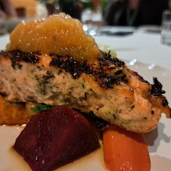 Adega Restaurante - Pan Roasted Herb Crusted Salmon - Portuguese Near Me - Toronto, Ontario