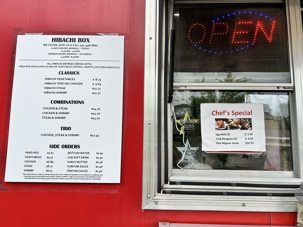 HIBACHI BOX Updated August 2024 2101 N Hwy 229, Benton, Arkansas