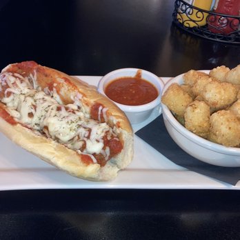 Madcats - Meatball sandwich with tots - very good! - Music Venues Near Me - Palatine, Illinois