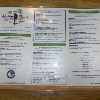 Daddy Mac's Beach Grille - Menu - June 2026 - Seafood Near Me - Surf City, North Carolina Daddy Mac's Beach Grille - Menu - June 2026 - Seafood Near Me - Surf City, North Carolina