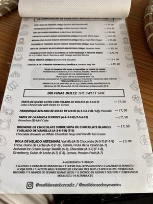 Menu photo 1 La Parilla de Matilde Cádiz, CA
