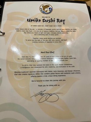 Menu photo 4 Umiko Sushi Ray Tarzana, CA