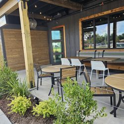 Jim 'N Nick's Bar-B-Q - Take out door and patio seating
