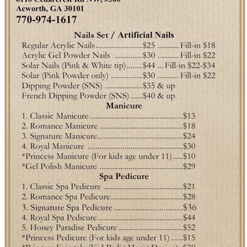 Nikki Nails - Menu - Nail Salons Near Me - Acworth, Georgia Nikki Nails - Menu - Nail Salons Near Me - Acworth, Georgia