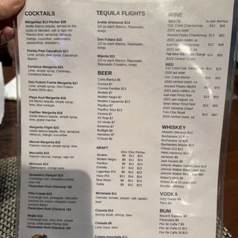 Playa Azul - Drink menu - Latin American Near Me - San Francisco, California Playa Azul - Drink menu - Latin American Near Me - San Francisco, California