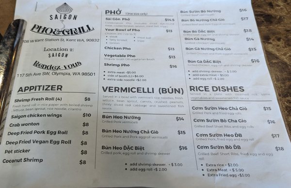 Menu photo 6 Saigon Pho & Grill Kent, WA