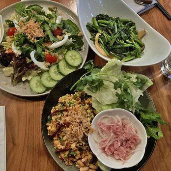 Lao Lao Bar - Luang Prabang Salad, Stir-Fried Water Spinach & Oyster Mushrooms, Crispy Coconut Rice Salad - Laotian Near Me - Toronto, Ontario Lao Lao Bar - Luang Prabang Salad, Stir-Fried Water Spinach & Oyster Mushrooms, Crispy Coconut Rice Salad - Laotian Near Me - Toronto, Ontario
