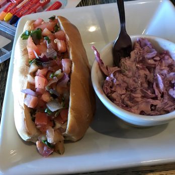 Kluddes Kitchen + Bar - Chipotle veggie sausage with spicy coleslaw! My usual! Yum! - Gastropubs Near Me - Redlands, California