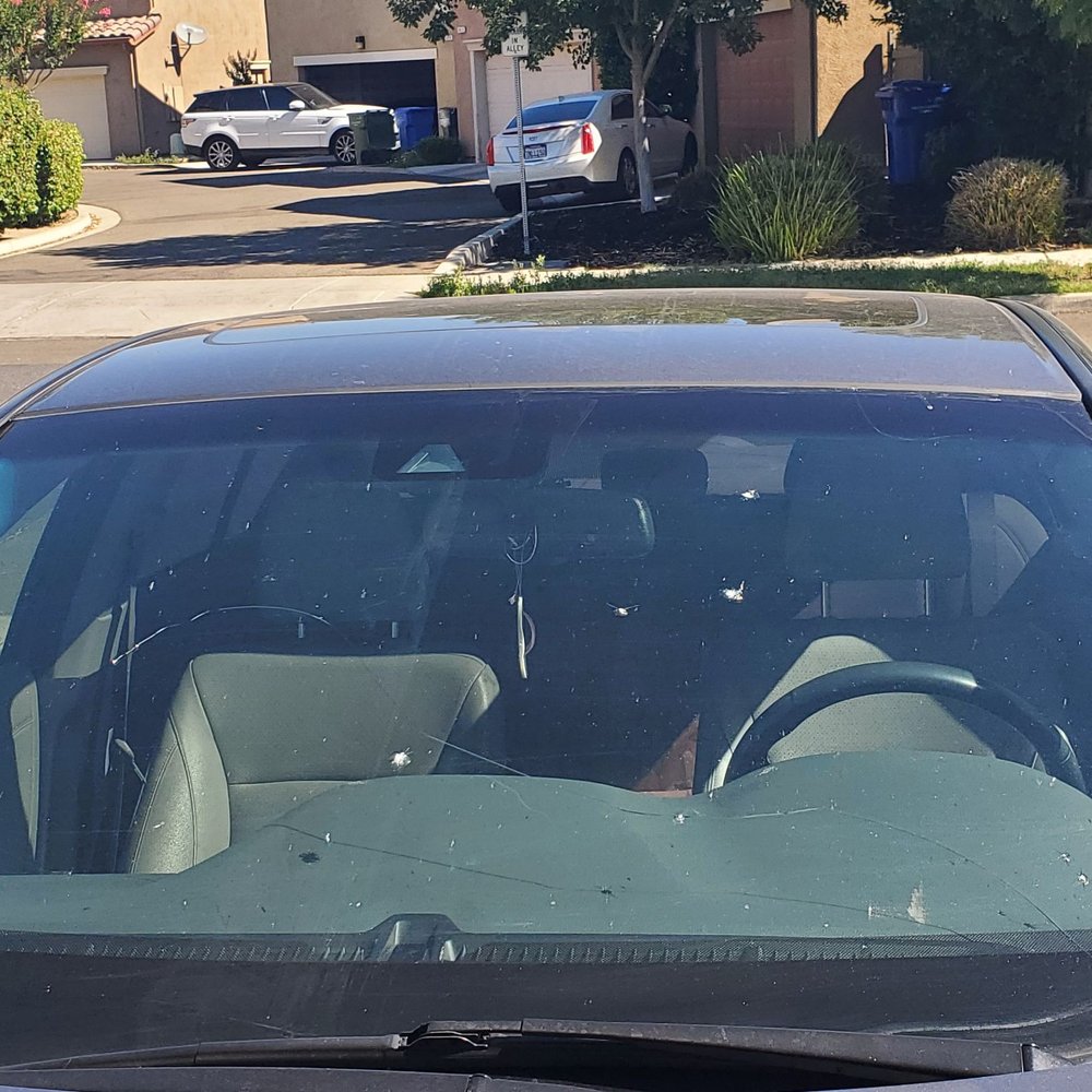 JC Auto Glass - The before and that isn't bird poop that's small cracks all over too! - Auto Glass Services Near Me - Delhi, California JC Auto Glass - The before and that isn't bird poop that's small cracks all over too! - Auto Glass Services Near Me - Delhi, California