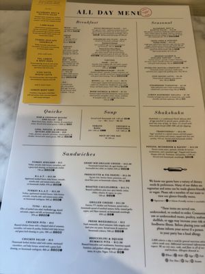 Menu photo 6 Tatte Bakery & Cafe | Charles St Boston, MA