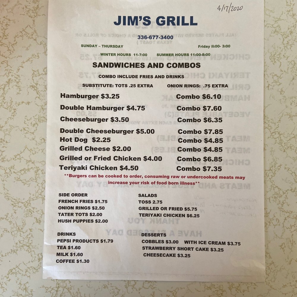 Menu 4/17/2020 Menu 4/17/2020