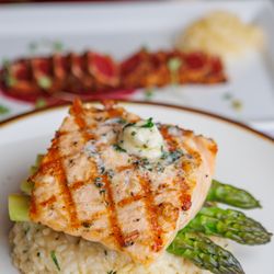The Hobe Sound Grille - Antarctic Salmon: Sixty South salmon, herbed risotto, asparagus, herb butter.