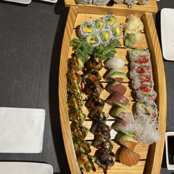 Mizu Asian Bistro - Mango avocado cucumber roll, rainbow roll, dragon roll, spider roll, black pearl roll, and King Kong roll