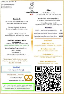 Menu photo 3 Bo’s Schnitzelbunker Pewaukee, WI Menu photo 3 Bo’s Schnitzelbunker Pewaukee, WI