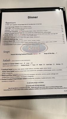 Menu photo 4 The Reef Saint Augustine, FL
